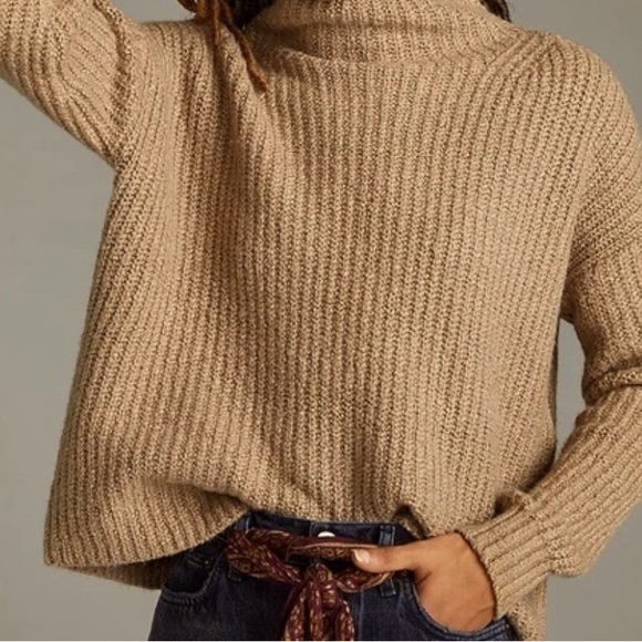 Anthropologie Sweaters - Anthropologie Brown Funnel Neck Sweater Size S